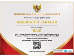 Pemda Takalar Raih Penghargaan Kategori Baik Atas Penilaian Kinerja PTSP dan PPB Tahun 2024