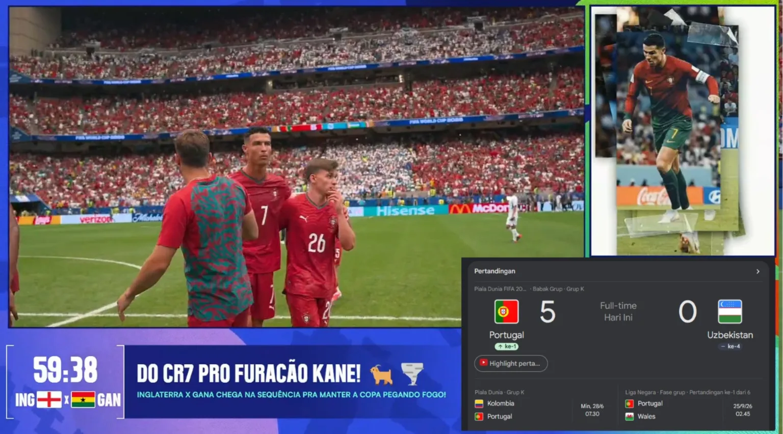 FULL Time! Ronaldo Cetak Brace, Uzbekistan Dibantai Portugal 5-0 di Piala Dunia 2026