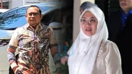 Khairul Aco (mantan suami) dan Husniah Talenrang Bupati Gowa, diperiksa di Mapolda Sul-sel dihari yang sama di dua kasus berbeda.