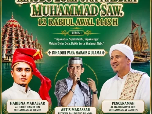 Majelis Shiratal Mustaqim Makassar akan menggelar peringatan Maulid Nabi Muhammad Shallallahu Alaihi Wasallam atau Maudu Lompona Nabitta 12 Rabiul Awal, pada Minggu, 30 Agustus 2026.